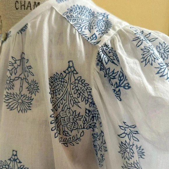 Alix Of Bohemia “Anna” Shirt In Lapis Bloom White/Blue Size Small EUC! - Picture 10 of 14